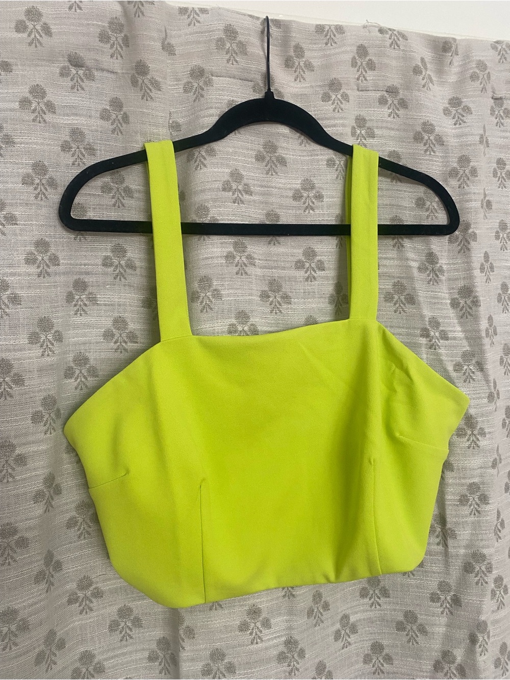 Neon Yellow Square Neck Crop Top - Women